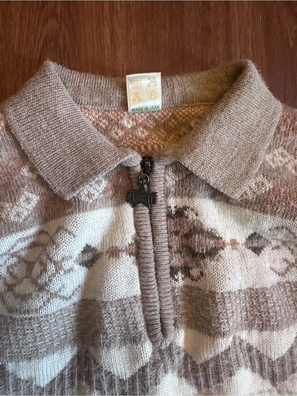 Men's Quarter Zip knit Geometric Aztec Patterned Fair Isle Sweater
